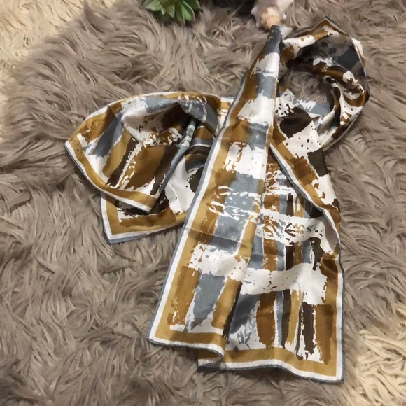 Gorgeous Vintage Vera Neumann Scarf-Polyester-Browns/Gray/White-GUC - Picture 2 of 15